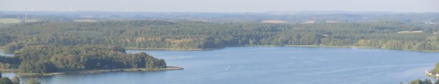 Blick aus dem Heissluftballon auf Krakow am See in Mecklenburg-Vorpommern